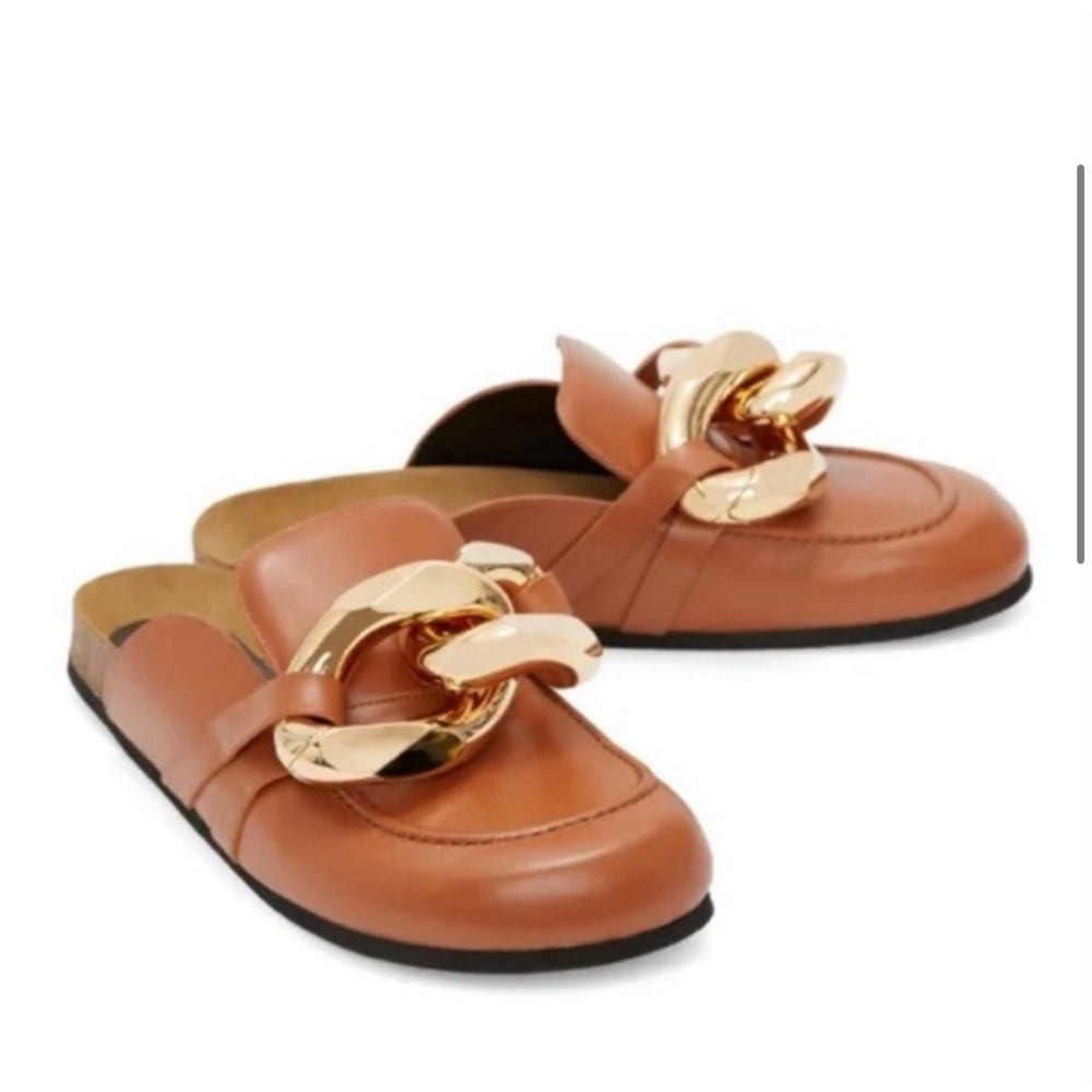 JW anderson Elegant Tan Loafers with Gold Accent. Like new! 37